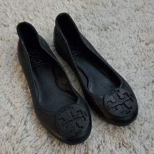 💖Tory Burch-Perfect Black Reva Leather Ballet Flats, Sz.5.5 to 6 Like New
